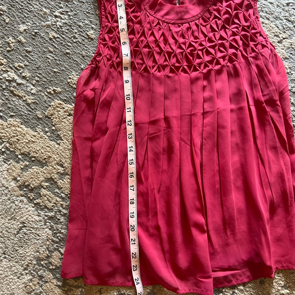 Lucky Brand Sheer Raspberry Pink Smocked Top - Picture 3 of 4